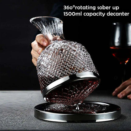 Elegant Rotating Crystal Wine Decanter Set for Optimal Aeration - Très Elite