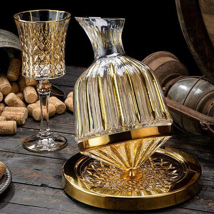 Elegant Rotating Crystal Wine Decanter Set for Optimal Aeration - Très Elite