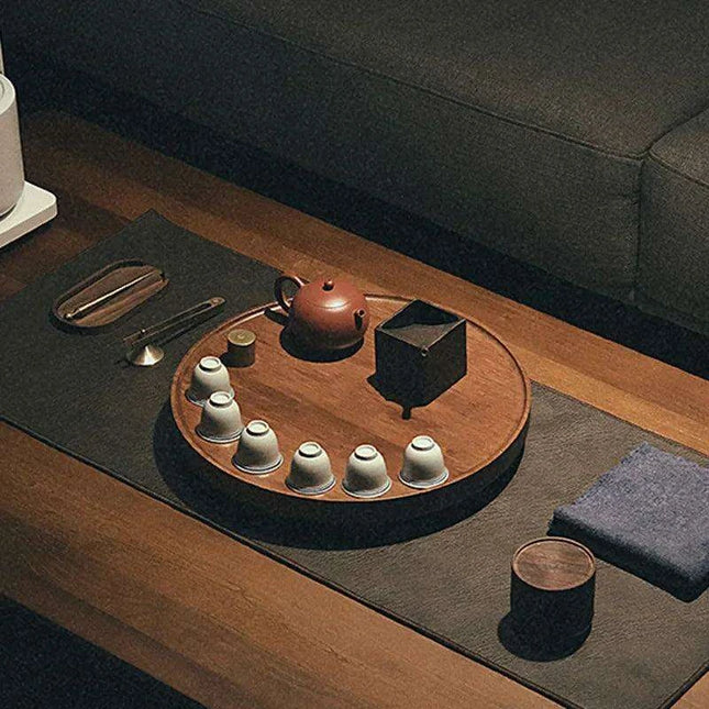 Elegant Round Wooden Serving Tray Set for Upscale Dining Experiences