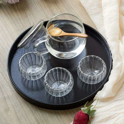 Elegant Round Wooden Tea Tray for Chinese Kung Fu Tea and Snacks..