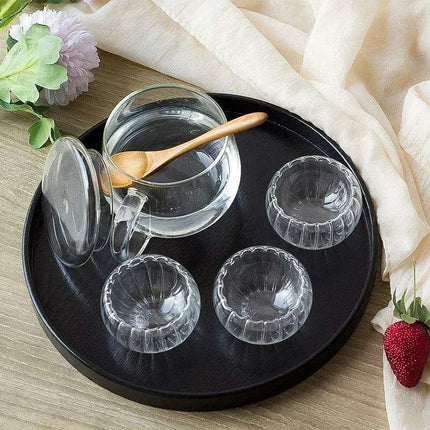 Elegant Round Wooden Tea Tray for Chinese Kung Fu Tea and Snacks..