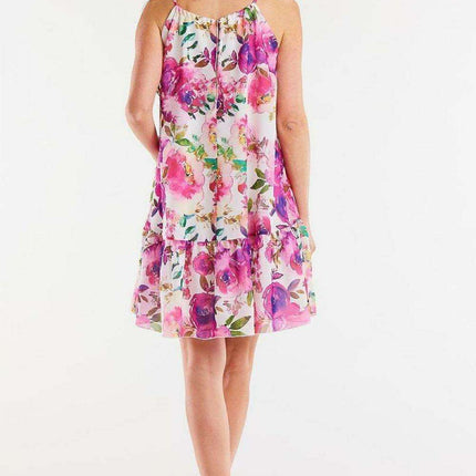 Elegant Ruffle-Detail Chiffon Day Dress with Adjustable Waistband - Très Elite