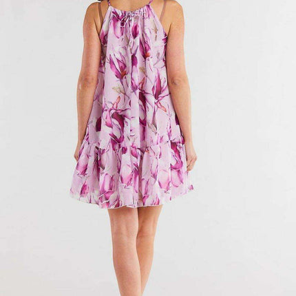 Elegant Ruffle-Detail Chiffon Day Dress with Adjustable Waistband - Très Elite