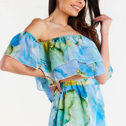 Elegant Ruffled Chiffon Top with Comfortable Elastic Neckline - Très Elite