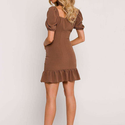 Elegant Ruffled Crepe Mini Dress with Tailored Details - Très Elite