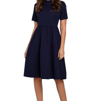 Elegant Ruffled Daydress with Rolled Collar - Très Elite