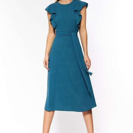 Elegant Ruffled Sleeve Trapeze Dress Chic Aline Silhouette - Très Elite