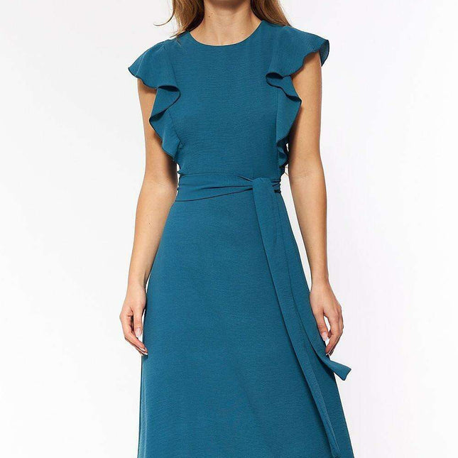 Elegant Ruffled Sleeve Trapeze Dress Chic Aline Silhouette