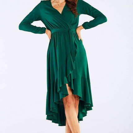 Elegant Ruffled Viscose Evening Gown with Stylish Details - Très Elite