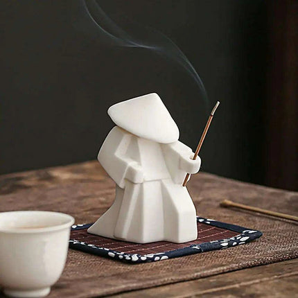 Elegant Samurai Porcelain Incense Holder - Unique Artistic Censer for Home Serenity - Très Elite