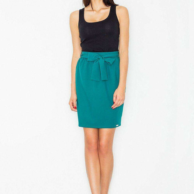 Elegant Sash-Detailed Pencil Skirt with Convenient Side Zip