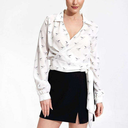 Elegant Sash-Tied Pleated Sleeve Blouse - Très Elite
