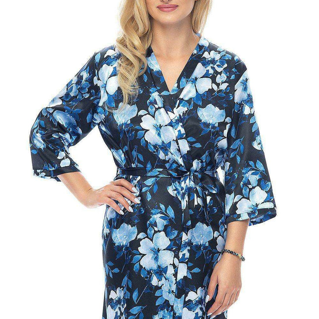 Elegant Satin Floral Robe - Women's Luxury Loungewear