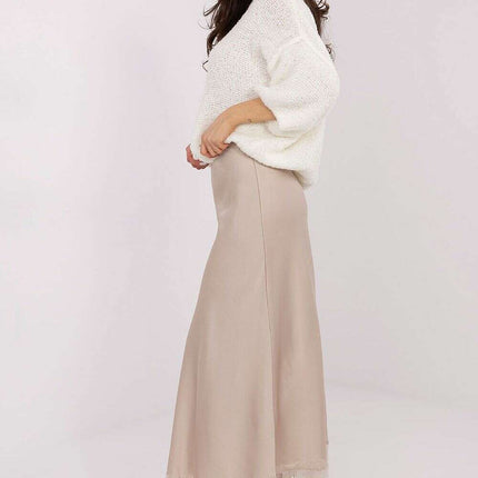 Elegant Satin Maxi Skirt with Lace Hem & Elastic Waistband - Très Elite