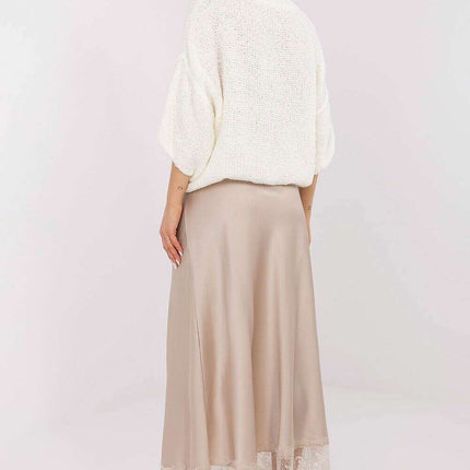 Elegant Satin Maxi Skirt with Lace Hem & Elastic Waistband - Très Elite