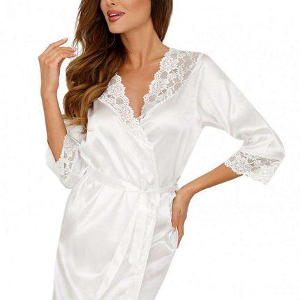 Elegant Satin Nightgown with Lace Trim - Très Elite