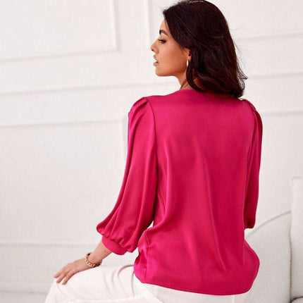 Elegant Satin Rose Blouse - Luxurious Fashion Statement - Très Elite