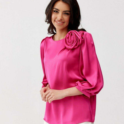 Elegant Satin Rose Blouse - Luxurious Fashion Statement - Très Elite