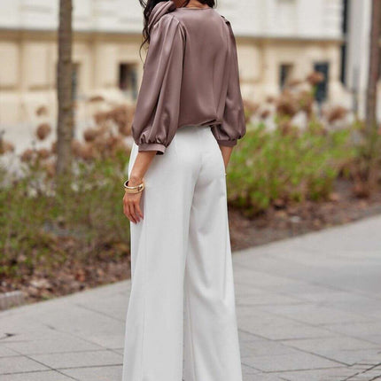 Elegant Satin Rose Blouse - Luxurious Fashion Statement - Très Elite