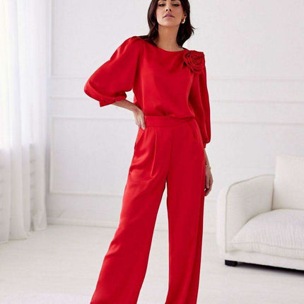 Elegant Satin Rose Blouse - Luxurious Fashion Statement - Très Elite