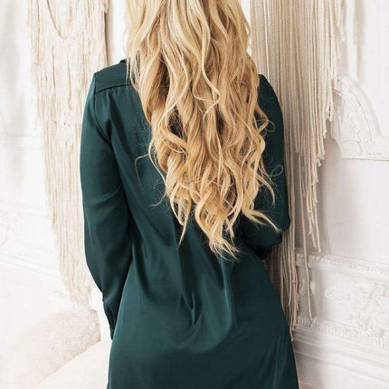 Elegant Satin Sleep Shirt with Glass Button Details: Luxe Women's Nightwear - Très Elite