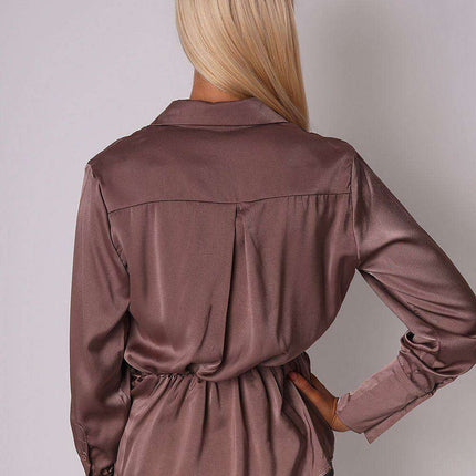 Elegant Satin Tie Waist Blouse - Essential Fashion Statement