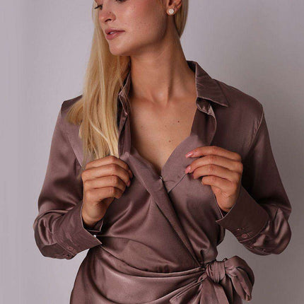 Elegant Satin Tie Waist Blouse - Essential Fashion Statement