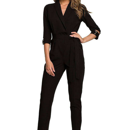 Elegant Shawl Collar Jumpsuit for Effortless Elegance - Très Elite