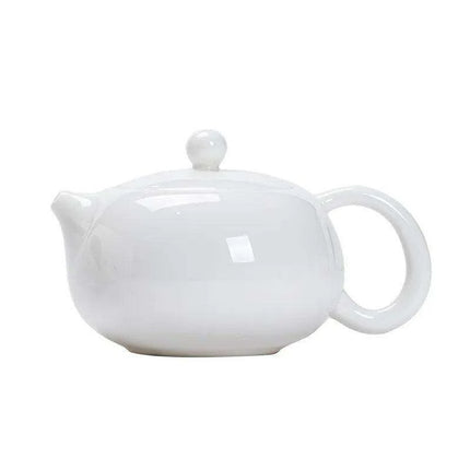 Elegant Sheep Fat Jade Porcelain Kung Fu Tea Set with Side Handle Filter - Xishi Pot - Très Elite