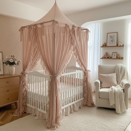 Elegant Sheer Linen Canopy Bed Drapes with Complete Mosquito Net Set - Très Elite