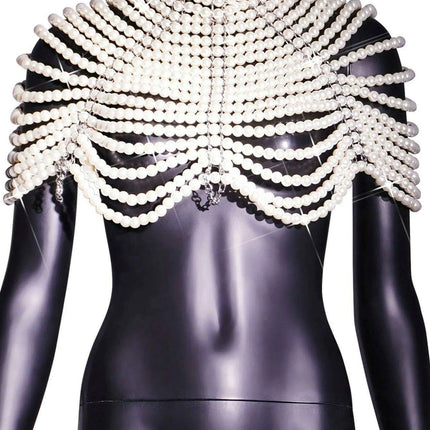 Elegant Sheer Pearl-Embellished Evening Tank with Statement Pendant - Très Elite