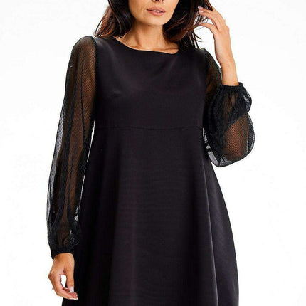 Elegant Sheer Sleeve Maxi Dress
