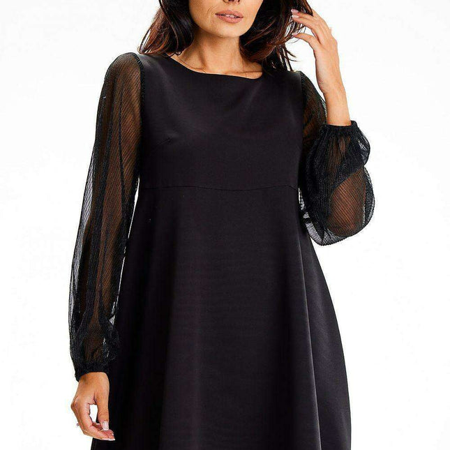 Elegant Sheer Sleeve Maxi Dress