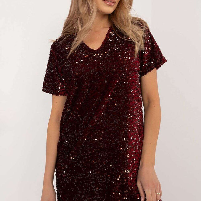 Elegant Short Sequin Dress 203737 Knee Length Evening - Très Elite