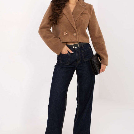 Elegant Short Women’s Coat – Classic Collar & Double-Breasted Style - Très Elite