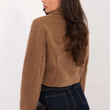 Elegant Short Women’s Coat – Classic Collar & Double-Breasted Style - Très Elite