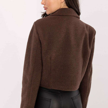 Elegant Short Women’s Coat – Classic Collar & Double-Breasted Style - Très Elite
