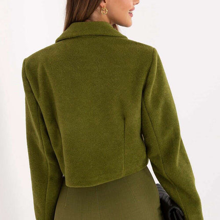 Elegant Short Women’s Coat – Classic Collar & Double-Breasted Style - Très Elite