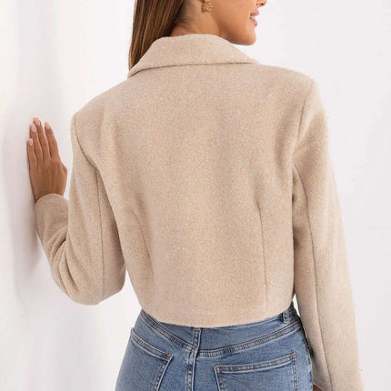 Elegant Short Women’s Coat – Classic Collar & Double-Breasted Style - Très Elite