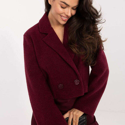 Elegant Short Women’s Coat – Classic Collar & Double-Breasted Style - Très Elite