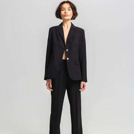 Elegant Silk-Viscose Blend Lapel Jacket - Perfect for Every Event