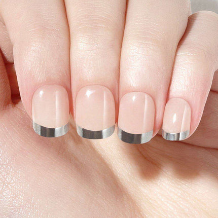 Elegant Silver French Gel Nail Collection - Achieve Professional-Looking Nails at Home - Très Elite