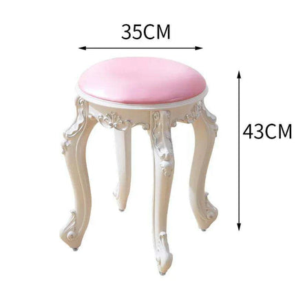 Elegant Silver White Leather Vanity Stool with European Flair..