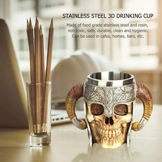 Elegant Skull Resin Beer Mug - Stylish Stainless Steel Chalice for Hot Drinks
