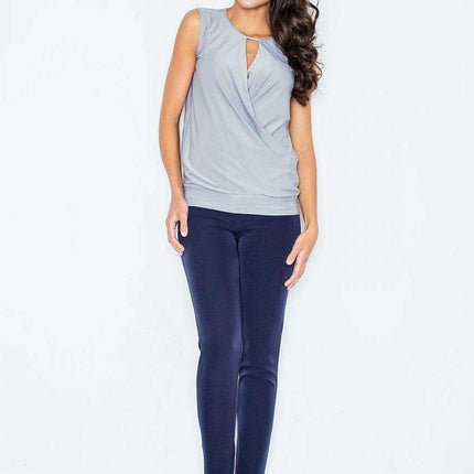 Elegant Sleeveless Blouse with Stylish Cut-Out Neckline - Très Elite
