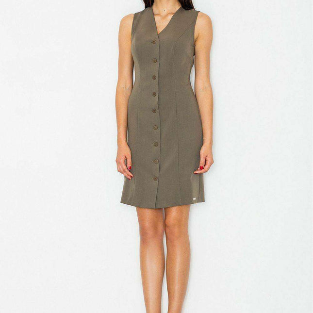 Elegant Sleeveless Button-Up Day Dress - Versatile Chic Attire