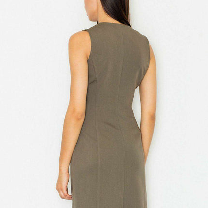 Elegant Sleeveless Button-Up Day Dress - Versatile Chic Attire - Très Elite