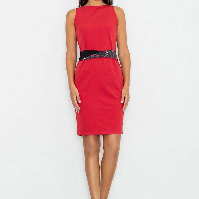 Elegant Sleeveless Day Dress with Contrast Waist Tie