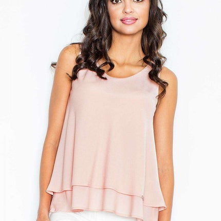 Elegant Sleeveless Double-Breasted Polyester Top - Très Elite