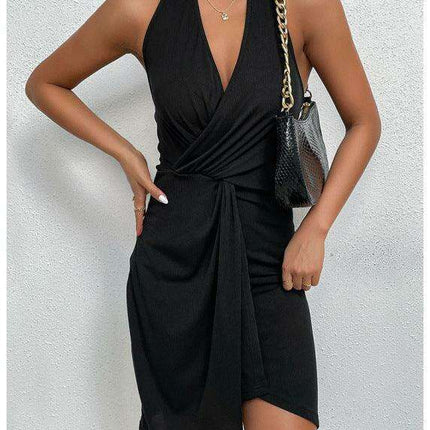 Elegant Sleeveless Flared Hem Dress with Backless Design - Perfect Choice for Women - Très Elite